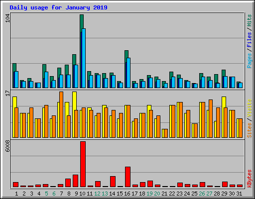 Daily usage for January 2019